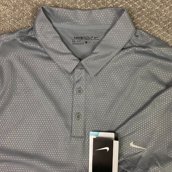 Nike Polo Golf Shirt Men's XL Gray Geometric Pattern Dri-Fit 838964 065 NEW NWT - Picture 2 of 14
